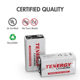 Tenergy 9V 1200mAh Lithium Primary (LiMnO2) Battery - Snap Connectors