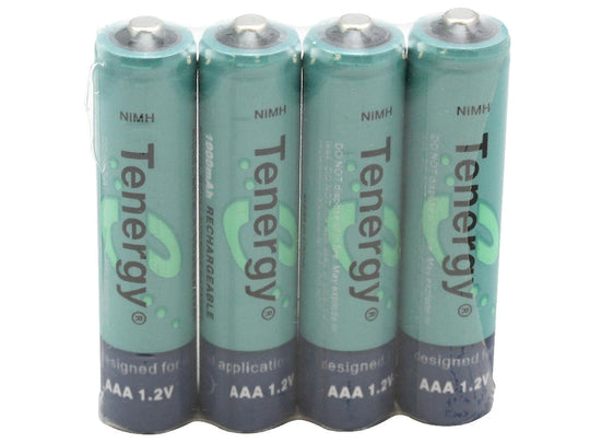 Tenergy 10400 AAA (4PK) 1000mAh 1.2V Nickel Metal Hydride (NiMH) Button Top Battery - Pack of 4