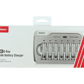 Tenergy TN145 8-Bay Timed Battery Charger for NiMH or NiCd, AA or AAA Batteries