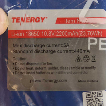 Tenergy 31012 Lithium Li-Ion 18650 10.8V 2200mAh Battery Pack