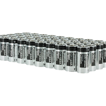 Panasonic CR123A 1550mAh 3V Lithium Primary (LiMnO2) Button Top Photo Battery - Box of 50