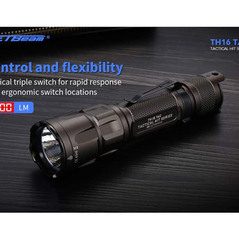 Jetbeam TH16-TAC USB-C Rechargeable LED Flashlight - CREE XHP35 HD - 2000 Lumens - Includes 1 x 18650