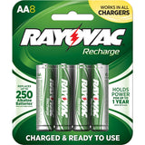Rayovac Rechargeable LD715-8OPA AA 1350mAh 1.2V Nickel Metal Hydride (NiMH) Button Top Batteries - 8 Piece Retail Card