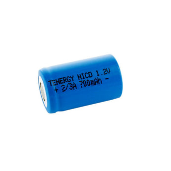 Tenergy 20202 2/3 A 700mAh 1.2V Nickel Cadmium (NiCd) Flat Top Battery with or without Tabs - Bulk