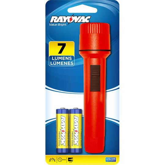 Rayovac Value Bright 2AA Economy Flashlight - 7 Lumens - Includes 2 x AA - Color May Vary