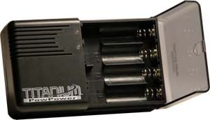 Titanium Innovations V4000 4-Bay Ultra Fast Battery Charger - NiMH, NiCd AA and AAAs - AC 100-240V Adapter