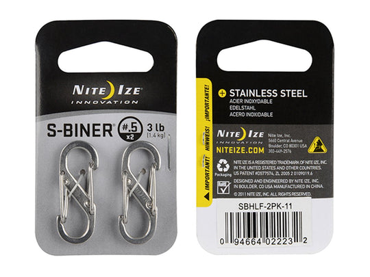 Nite Ize - SBHLF-2PK-11 - S-Biner Size 0.5in - 2 Pack - Stainless