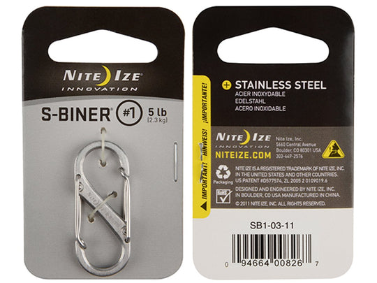 Nite Ize S-Biner - Stainless Steel Double-Gated Carabiner Clip - #1 - Stainless (SB1-03-11)