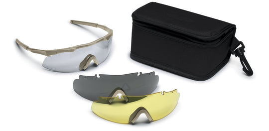 Smith Optics - Aegis Eyeshields - Slim Fit - Desert Tan Frames with Clear Lenses Installed Gray and Yellow Spare Lenses - Deluxe Kit