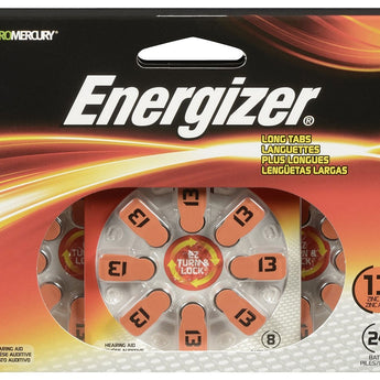 Energizer EZ Turn & Lock AZ13-DP (24PK) Size 13 280mAh 1.45V Zinc Air Orange Hearing Aid Batteries - 24 Count Blister Pack