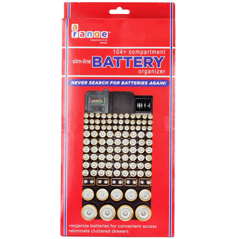 Battery Store 104+ Compartment Slim-Line Battery Organizer with Tester A5101BB
