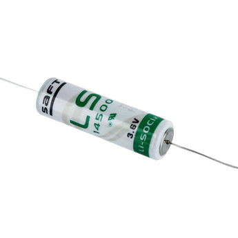 Saft LS-14500-AX AA 2600mAh 3.6V Lithium Thionyl Chloride (LiSOCI2) Button Top Primary Battery with Axial Leads - Bulk