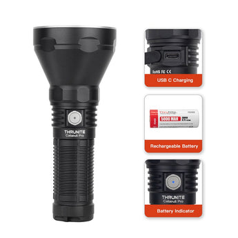 ThruNite Catapult Pro USB-C Rechargeable LED Flashlight - Luminus SFT70 - 2713 Lumens - Includes 1 x 26650