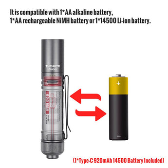 ThruNite Saber LED Flashlight - 659 Lumens - Luminus SST20 - Uses 1 x AA - Black or Grey