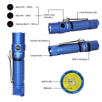 ThruNite TT20 - Black, Blue, Red, Metal Gray, or Desert Tan