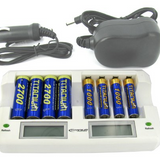 Titanium Innovations CH-8800 8-Bay Smart Fast Battery Charger with LCD Display - NiMH AA and AAAs - AC 100-240V + DC Adapters