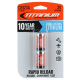 Titanium Innovations CR123A 1600mAh 3V 3A Lithium Primary (LiMnO2) Button Top Photo Battery - Bulk