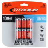 Titanium Innovations CR123A 1600mAh 3V 3A Lithium Primary (LiMnO2) Button Top Photo Battery - Bulk