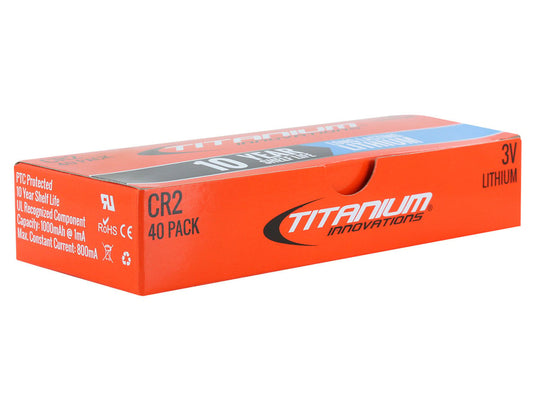 Titanium Innovations CR2 750mAh 3V 2.25A Lithium (LiMnO2) Button Top Photo Battery - Box of 40