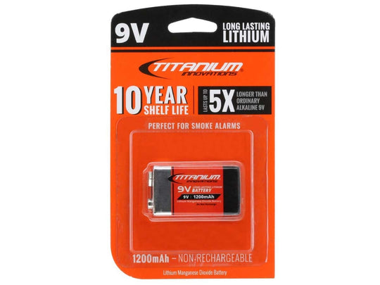 Titanium Innovations 9-Volt Lithium Battery Blister Packaging Front View