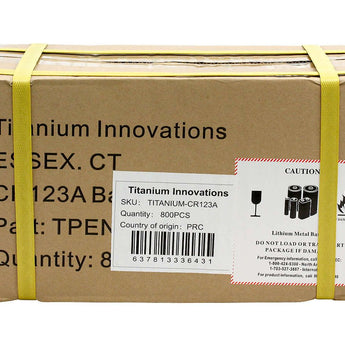 Titanium Innovations CR123A (200PK) 1600mAh 3V 3A Lithium Primary (LiMNO2) Button Top Photo Batteries - Box of 200