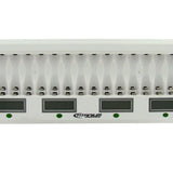 Titanium Innovations MD-1600L 16-Bay Smart Fast Battery Charger with LCD Display - NIMH AA and AAAs - AC 100-240V + DC Adapters