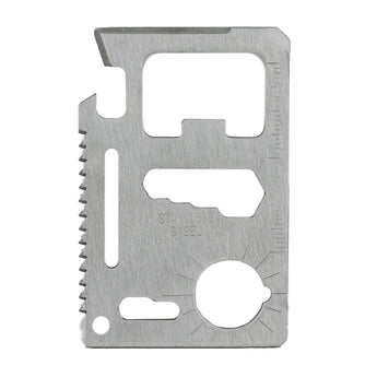 Titanium Innovations MT11 Survival Tool Card - 11 Tools in One - Black or Silver Stainless Steel