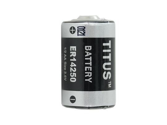 Titus ER14250 1/2 AA 1200mAh 3.6V Lithium Thionyl Chloride (LiSOCl2) Bobbin-Style Button Top Battery - Bulk