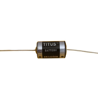 Titus ER14250M-AX 1/2 AA 750mAh 3.6V Lithium Thionyl Chloride (LiSOCI2) Spiral Wound Button Top Battery with Axial Leads - Bulk