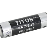 Titus ER14505 AA 2400mAh 3.6V Lithium Thionyl Chloride (LiSOCl2) Bobbin Wound Button Top Battery - Bulk