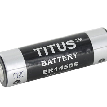 Titus ER14505 AA 2400mAh 3.6V Lithium Thionyl Chloride (LiSOCl2) Bobbin Wound Button Top Battery - Bulk