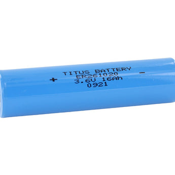 Titus ER261020 CC 16000mAh 3.6V Lithium Thionyl Chloride (LiSOCI2) Bobbin Wound Button Top Battery - Bulk