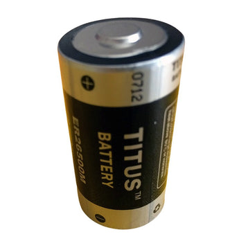 Titus ER26500M-AX C 6500mAh 3.6V Lithium Thionyl Chloride (LiSOCI2) Spiral Wound Button Top Battery with Axial Leads - Bulk