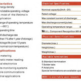 Titus ER26500M-AX C 6500mAh 3.6V Lithium Thionyl Chloride (LiSOCI2) Spiral Wound Button Top Battery with Axial Leads - Bulk
