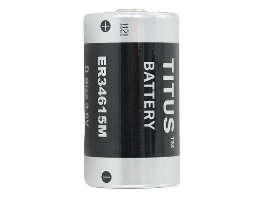 Titus ER34615M-AX D-Cell 13000mAh 3.6V Lithium Thionyl Chloride (LiSOCl2) Spiral-Wound Button Top Battery with Axial Leads - Bulk