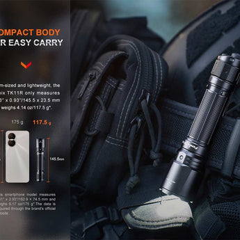Fenix TK11R Rechargeable LED Flashlight - 1600 Lumens - Uses 1 x 18650 (Included) or 2 x CR123A