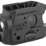 Streamlight TLR-6 Subcompact LED Pistol Light with Red Laser - Choice of Gun Mount - 100 Lumens - Includes 2 x CR1/3Ns