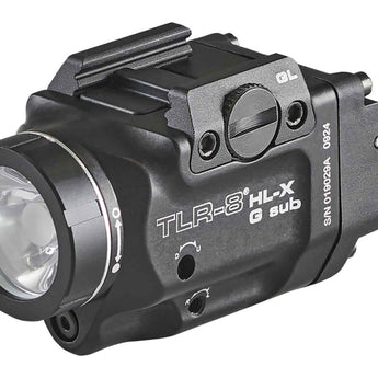 Streamlight TLR-8 HL-X Sub USB LED Weapon Light - 1000 Lumens - Includes 1 x SL-B9 Battery Pack and USB-C Charging Cable - Choice of Laser Color and Weapon Mount