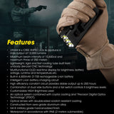 Nitecore TM12K Tiny Monster Rechargeable LED Flashlight - 12000 Lumens - 6 x CREE XHP50 - Uses Built-in 4800mAh Li-ion Battery Pack