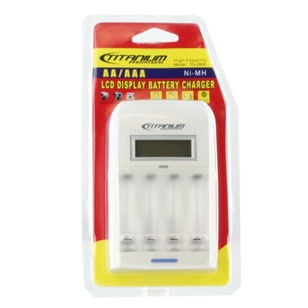 Titanium Innovations CH-TTG2800 4-Bay Battery Charger with LCD Display - NiMH AA and AAAs - AC 100-240V Adapter