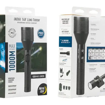 Nite Ize INOVA T4R Long Throw Rechargeable Tactical Flashlight - 1220 Lumens - Includes 1 x 5000mAh 21700 Li-ion Battery
