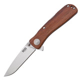 SOG Twitch II Folding Knife - 2.65 Inch Straight Edge, Drop Point, Satin - Wood Handle - Clam Packaging