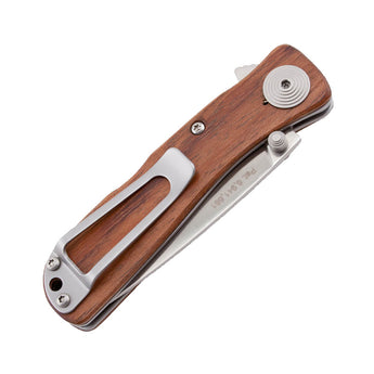 SOG Twitch II Folding Knife - 2.65 Inch Straight Edge, Drop Point, Satin - Wood Handle - Clam Packaging