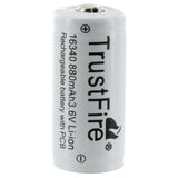 TrustFire RCR123A / 16340 880mAh 3.6V Protected Lithium Ion (Li-ion) Button Top Battery - Bulk