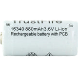 TrustFire RCR123A / 16340 880mAh 3.6V Protected Lithium Ion (Li-ion) Button Top Battery - Bulk