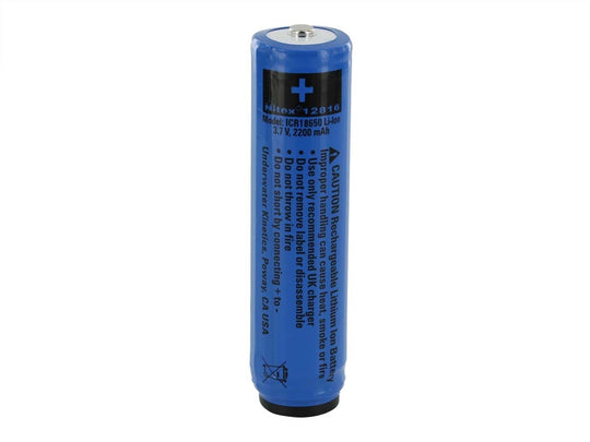 Underwater Kinetics 12816 18650 2200mAh 3.7V Lithium Ion (Li-Ion) Button Top Battery for Nitex / Nitex Pro Lights - Bulk