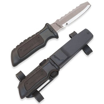 Underwater Kinetics Fusilier HYDRALLOY 30234 Fixed Blade Dive Knife - 3.7-inch Straight/Serrated, Blunt Tip - Black