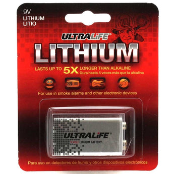 UltraLife U9VL-J-P-BP 9V 1200mAh Lithium Primary (LiMnO2) Battery - Snap Connectors - 1 Piece Retail Card