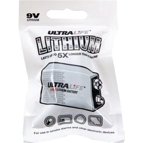 UltraLife U9VL-J-P 9V 1200mAh Lithium Primary (LiMnO2) Battery - Snap Connectors - Foil Pack