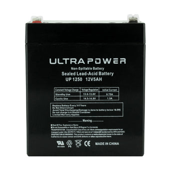 UltraPower UP1250F1 5Ah 12V Rechargeable Sealed Lead Acid (SLA) Battery - F1 Terminal